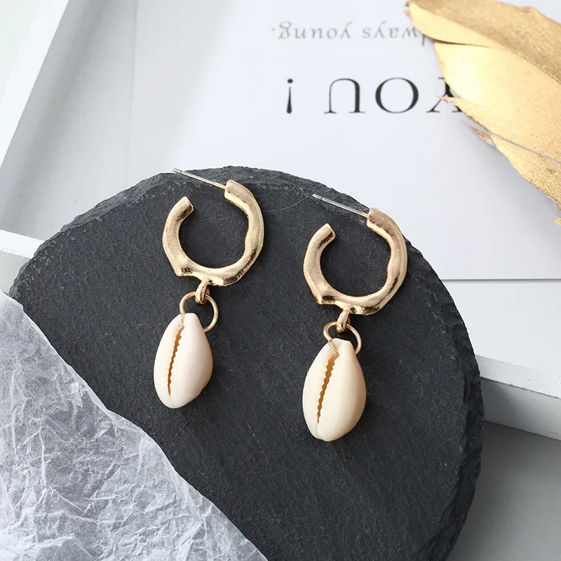 Новые модные и креативные пляжные ветровые натуральные сережки в виде ракушек