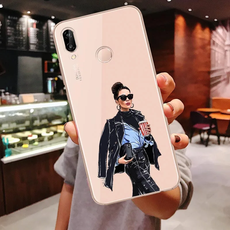 Прозрачный мягкий чехол для Huawei P30 Lite Pro P20 P20Pro P40 Mate 20 с черными и коричневыми