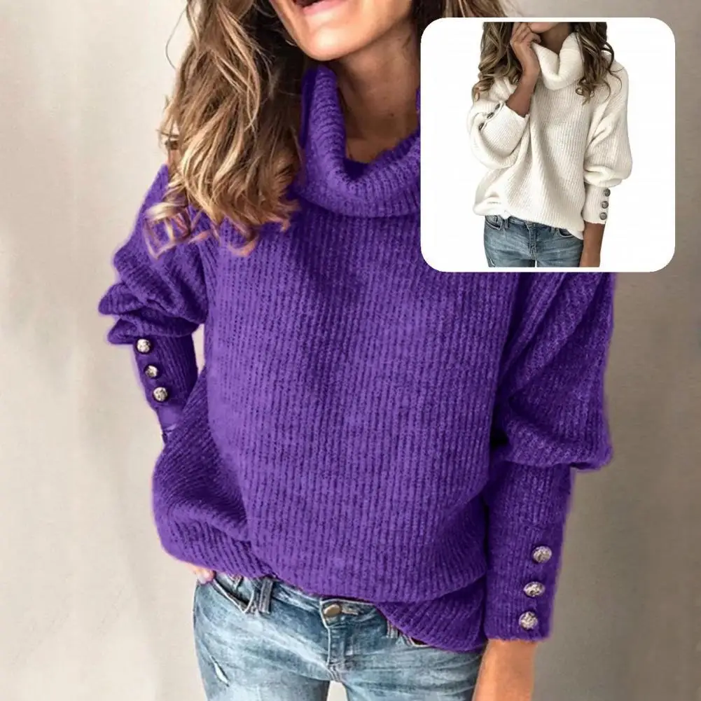 

Comfy Classic Solid Color Knitted Sweater Top Knitted Pullover Solid Color for Daily Life