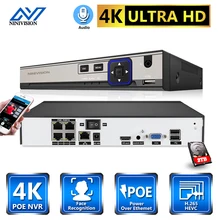 NINIVISION 4CH NVR POE 4K Surveillance CCTV NVR 48V POE For H.265 IP Camera P2P 8MP Network Video Recorder