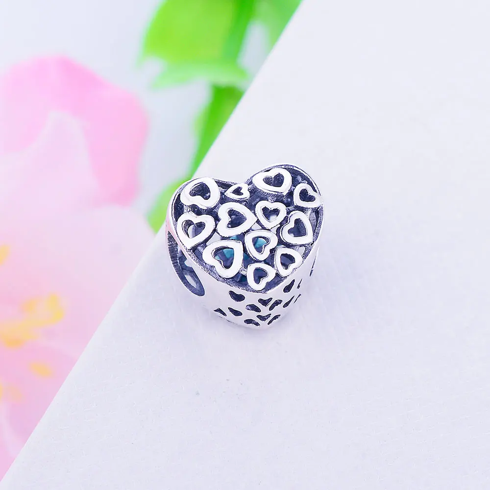 Осенняя коллекция 2017 ажурные бусины-шармы в форме сердца подходят для