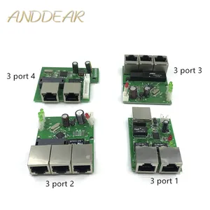oem factory direct mini fast 10 100mbps 3 port ethernet network lan hub switch board two layer pcb 3 rj45 5v 12v head port free global shipping