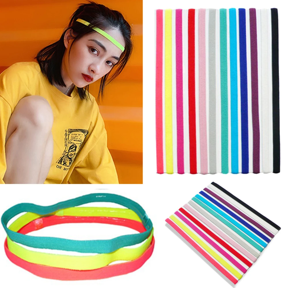 

1pc Women Men Trendy Yoga Headband Sport Anti-slip Rubber Sweatband Elastic Hair Bands Fashion Versatile Running Hair Bands