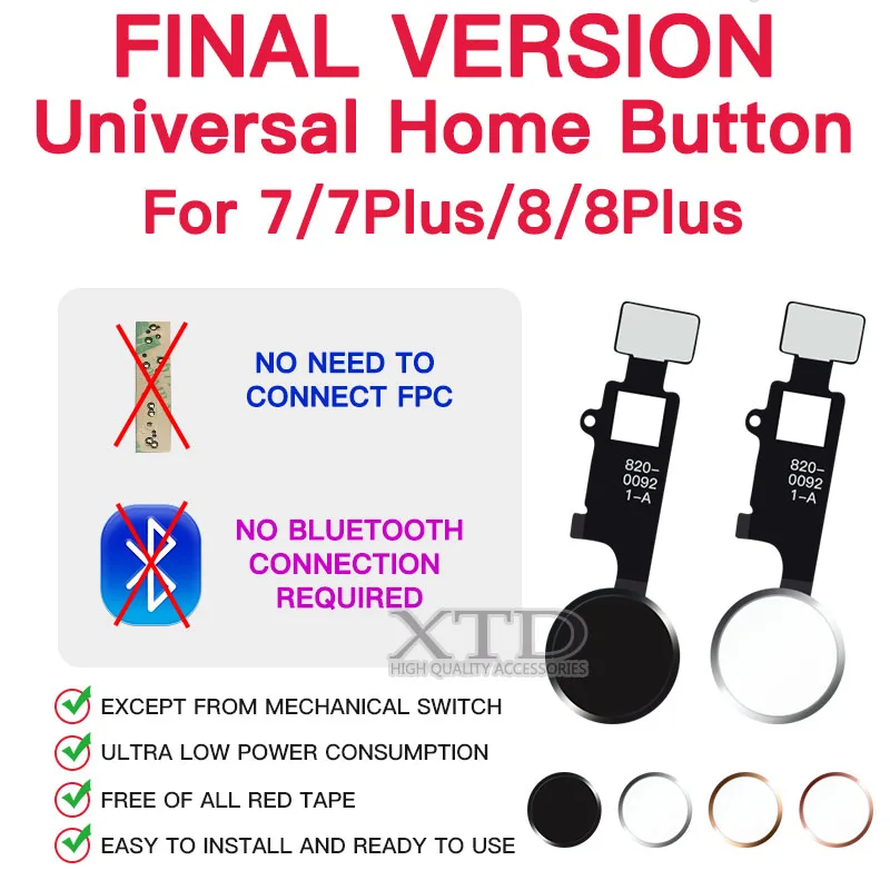 Универсальная Кнопка возврата кнопки для iphone 7 7P 8 8P назад съемка экрана без touch