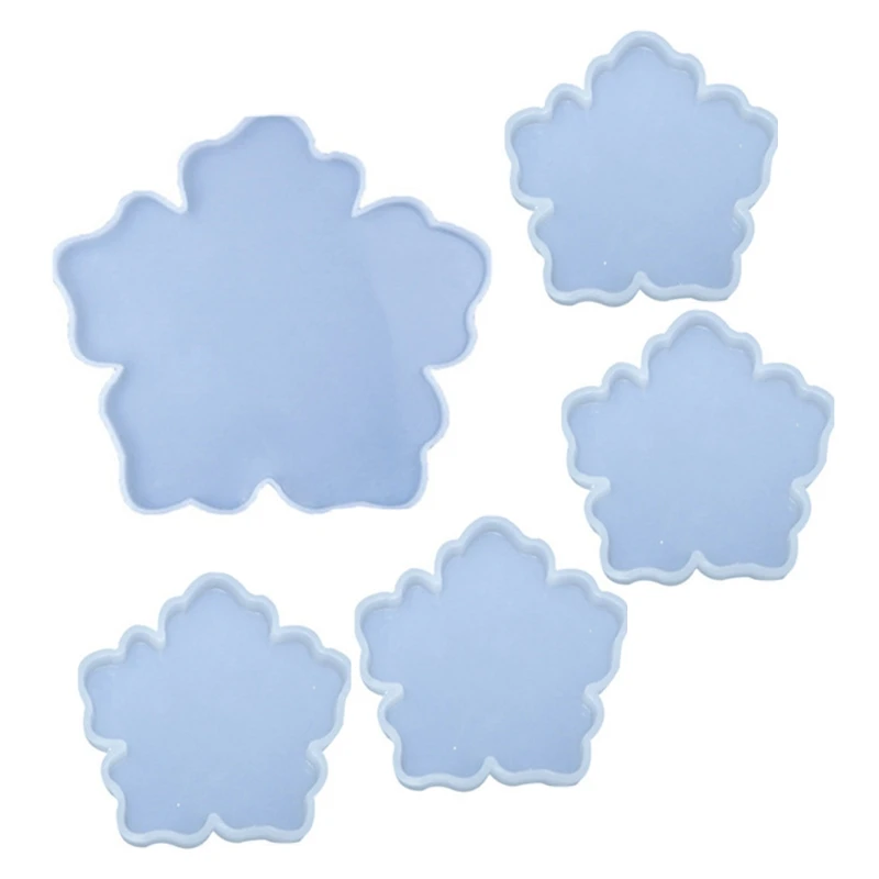 

5 Pcs/Set Coaster Tray Epoxy Resin Mold DIY Crafts Cup Mat Pad Silicone Mould 85LF