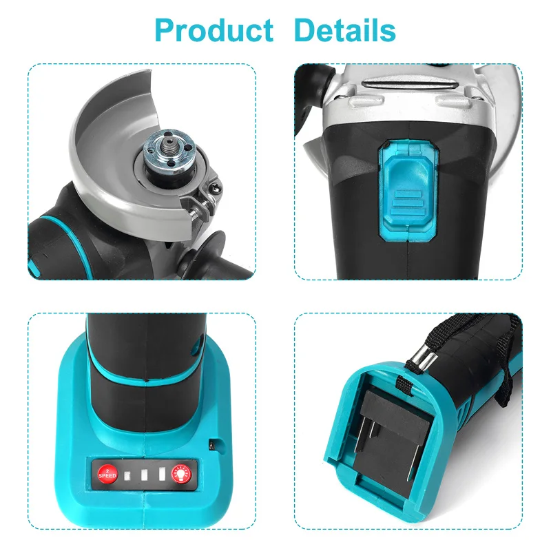

Electric Wireless Brushless Angle Grinder 1000W 100mm for Cutting Grinding Metal Wood Stone Replace For Makita 18V Battery