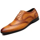 Мужские деловые туфли, коричневые роскошные дизайнерские свадебные туфли, броги, классические туфли, размеры 38-48, 2019