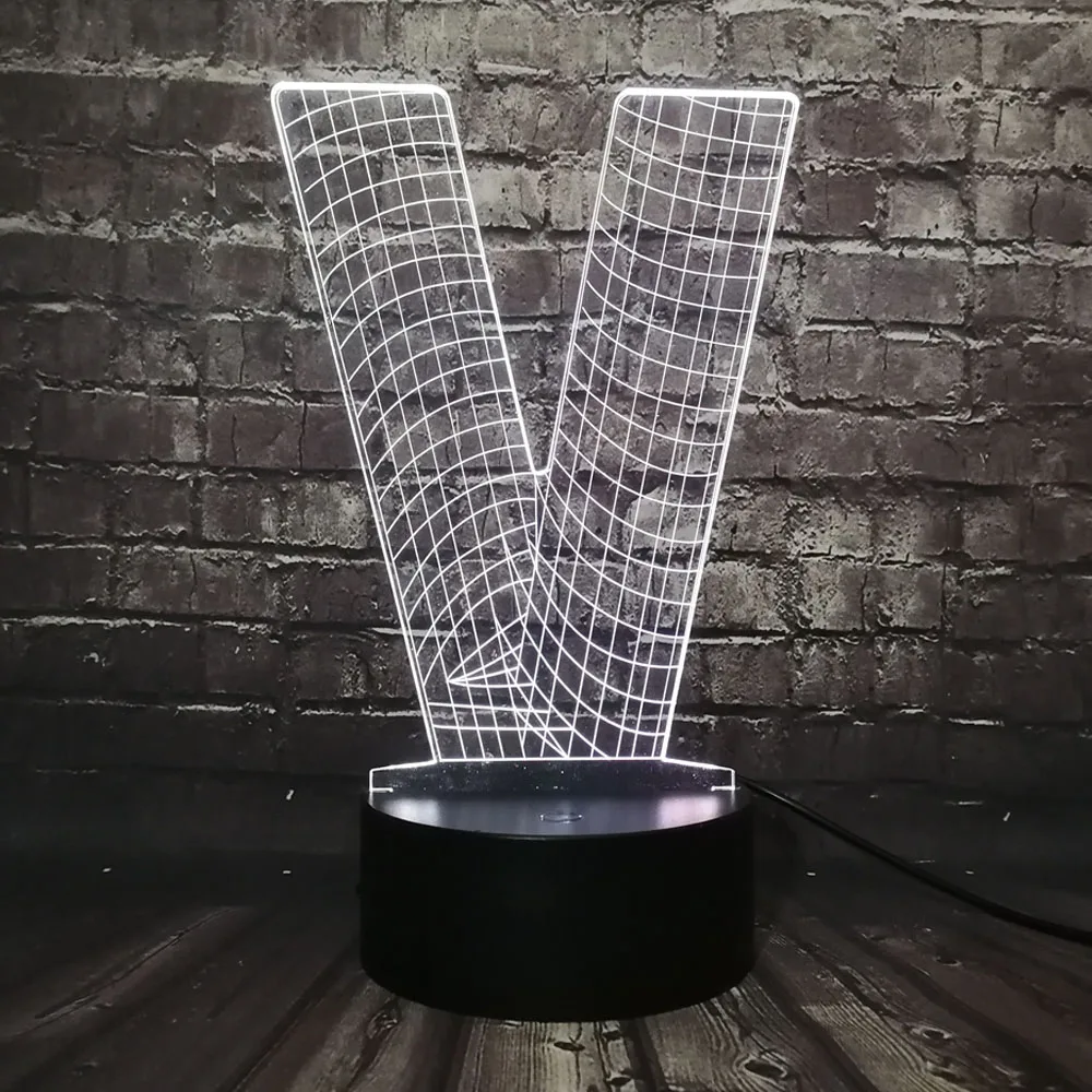 Новое 3D освещение Алфавит буквы V Виктори настольная лампа USB цветной светодиодный ночник Сенсорное украшение дома детский подарок на праздник