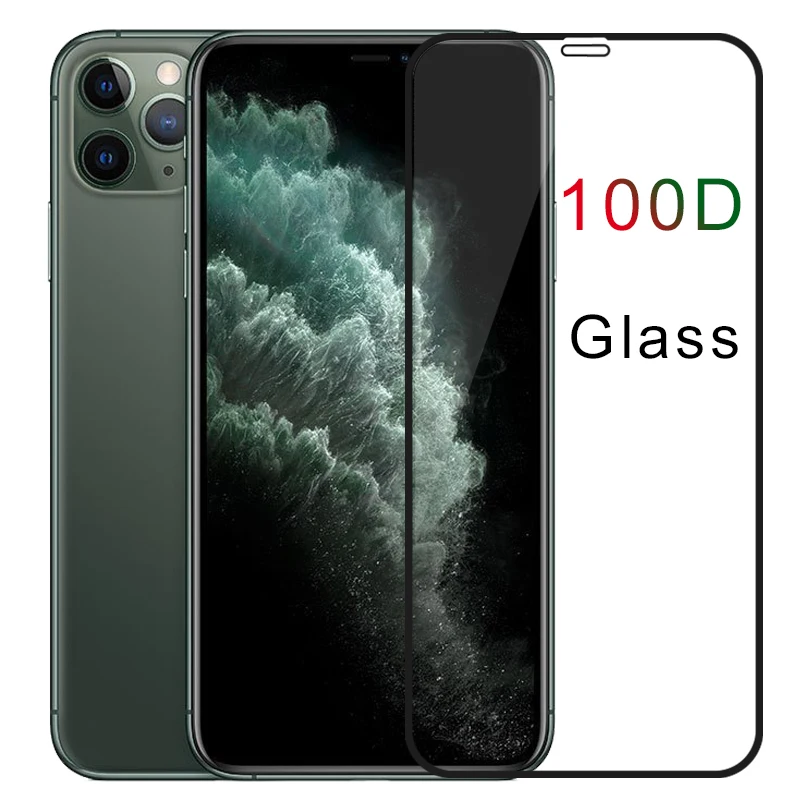 100D полное покрытие закаленное стекло для iPhone 6 6s 7 8 Plus Защита экрана X XS MAX XR 11 12 Pro Max