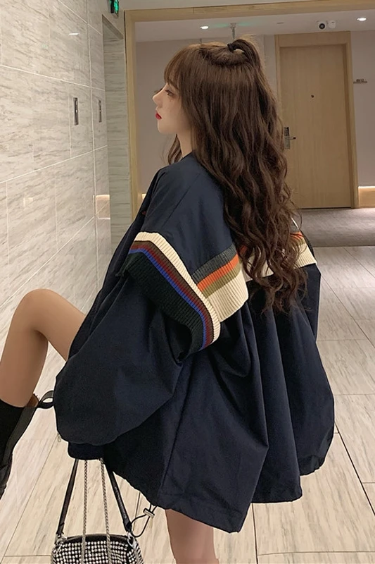

Jacket new women's autumn and winter Joker Korean style loose design stitching jacket casual jacket baseball suit