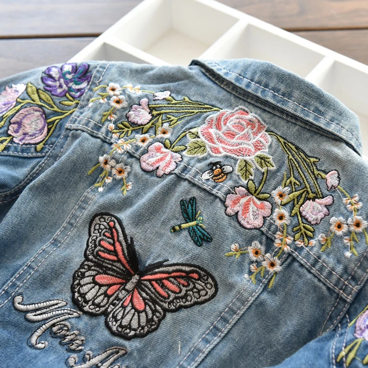 Детское пальто Джинсовая куртка для девочек в китайском стиле с вышивкой |