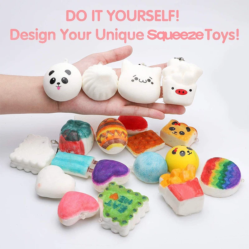 

30Pcs DIY Squeeze Toys Cream Scented Kawaii Simulation Lovely Food Squishy Bread Cutie Key Chains Random Stickers for Children