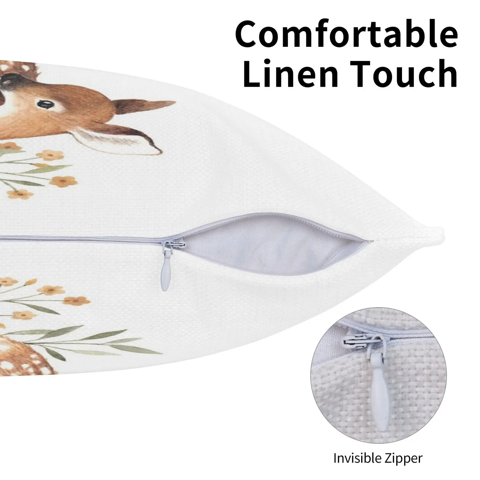 Наволочка с рисунком луга и оленя хлопковая льняная плюшевая наволочка помпоном