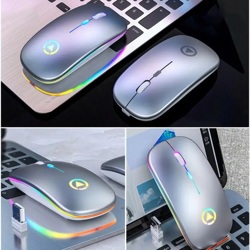 2 4ghz wireless optical mouse mice usb rechargeable 1600dpi rgb gaming mouse for pc laptop computer mouse low noise mouse free global shipping