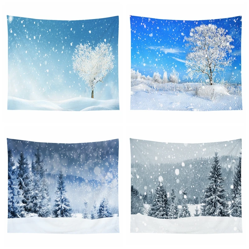

Winter Snow Tapestry Wall Hanging Gossip Tapestries Hippie Wall Rugs Dorm Decor Blanket 95x73cm