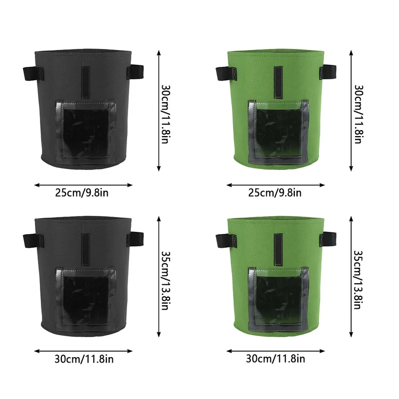 

2pcs 5/7 Gallon Felt Vegetable Potato Plants Pot Growing Container Flower Planting Black Green Bag Fabric Flower Pot Garden Tool