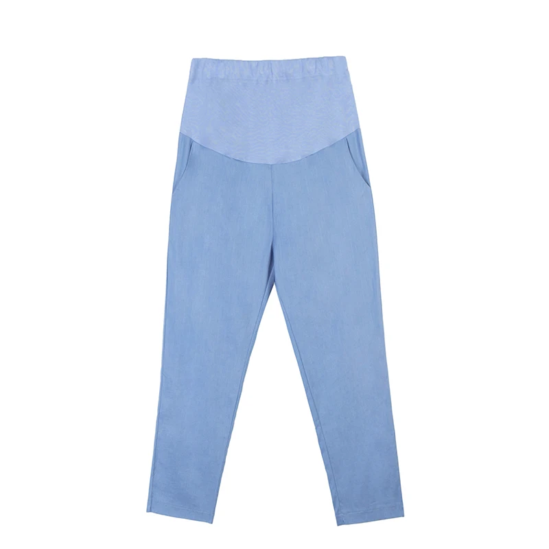 

Summer Thin Cotton Linen Maternity Pants Elastic Waist Belly Straight Loose Pants Clothes for Pregnant Women Casual Pregnancy