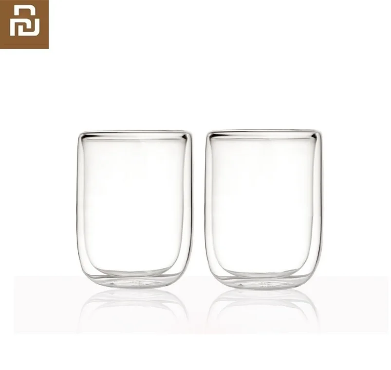 Двухслойная термостойкая стеклянная чашка Youpin для домашнего использования 2 шт.
