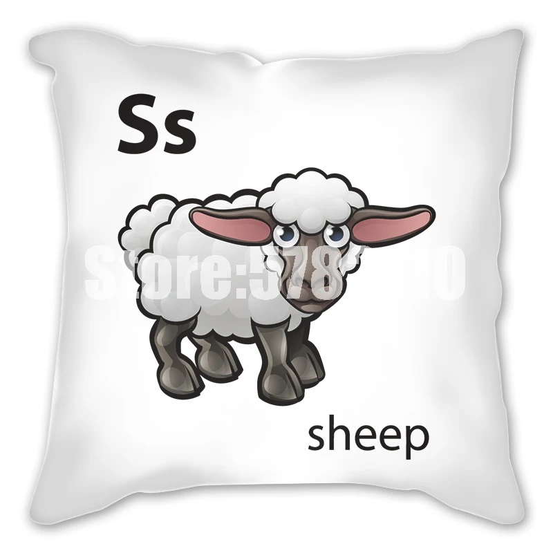 Овец мыши рыба-попугай Зебра наволочки кофе Английский алфавит подушки с принтом