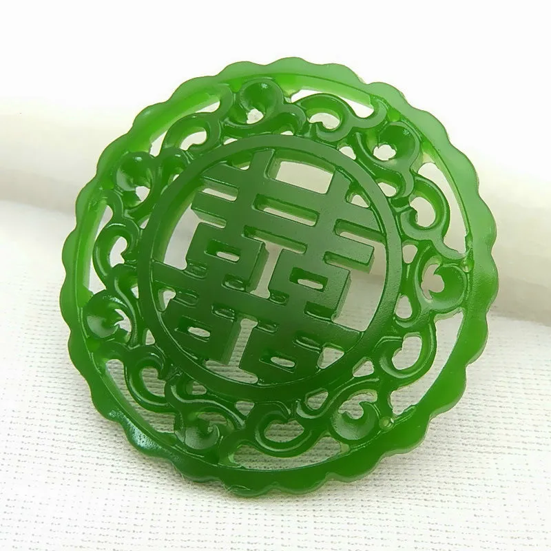 Ожерелье с подвеской из натурального зеленого нефрита китайская Двусторонняя