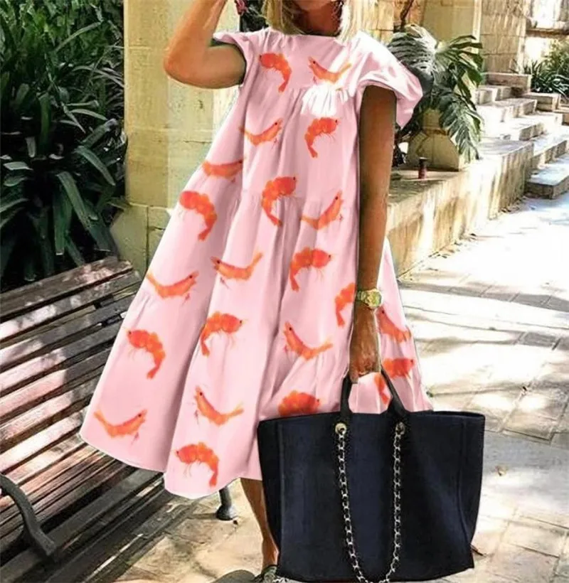 Платье-трапеция женское свободного кроя модное повседневное милое праздничное