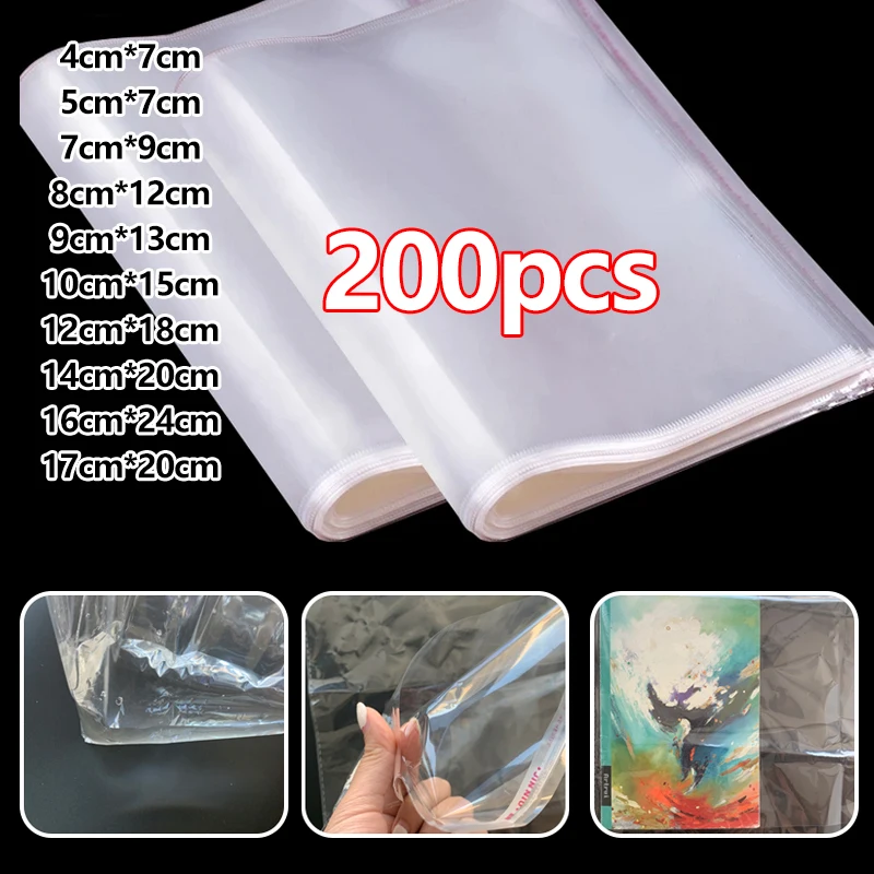 200 шт прозрачные самоклеящиеся Упаковка Мешки прозрачный Пластик целлофановая