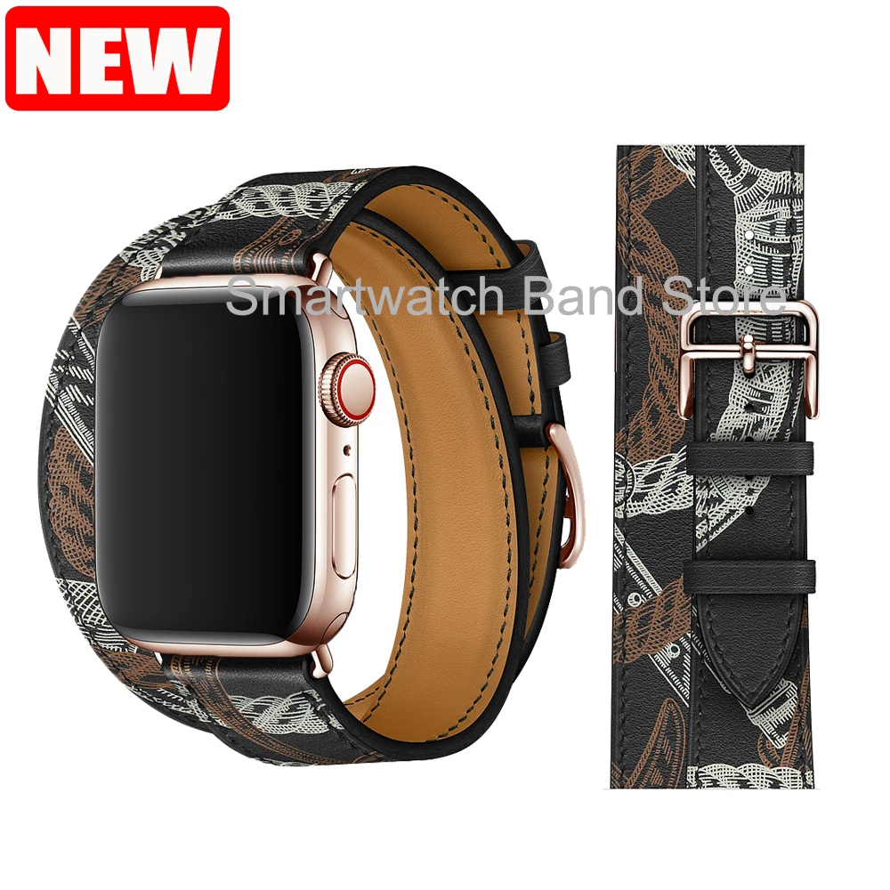 Rose Gold Buckle Strap for Apple Watch 6 5 4 3 2 1 Band 38MM 42MM 44MM 42MM Swift Leather Single Tour Loop Bracelet for iWatch
