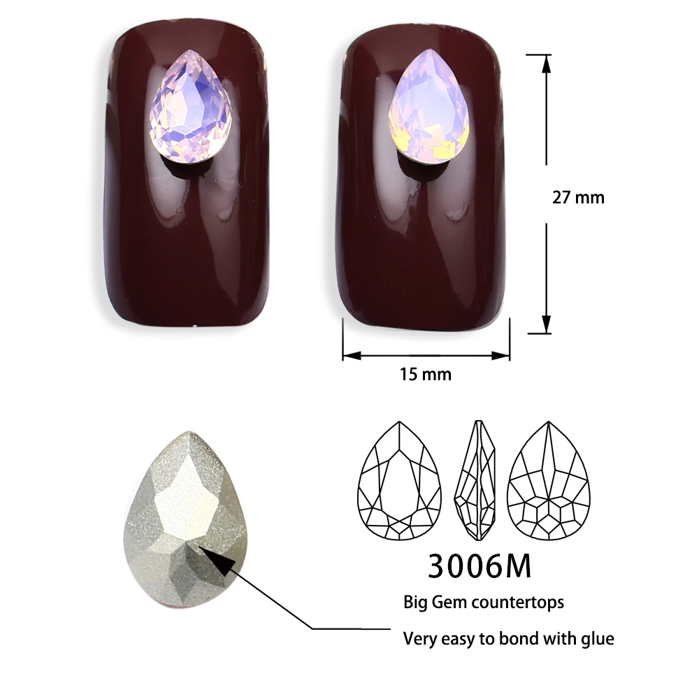3D Nailart алмаз розовый опал стекло K9 Необычные стразы Кристалл капли дизайн ногтей