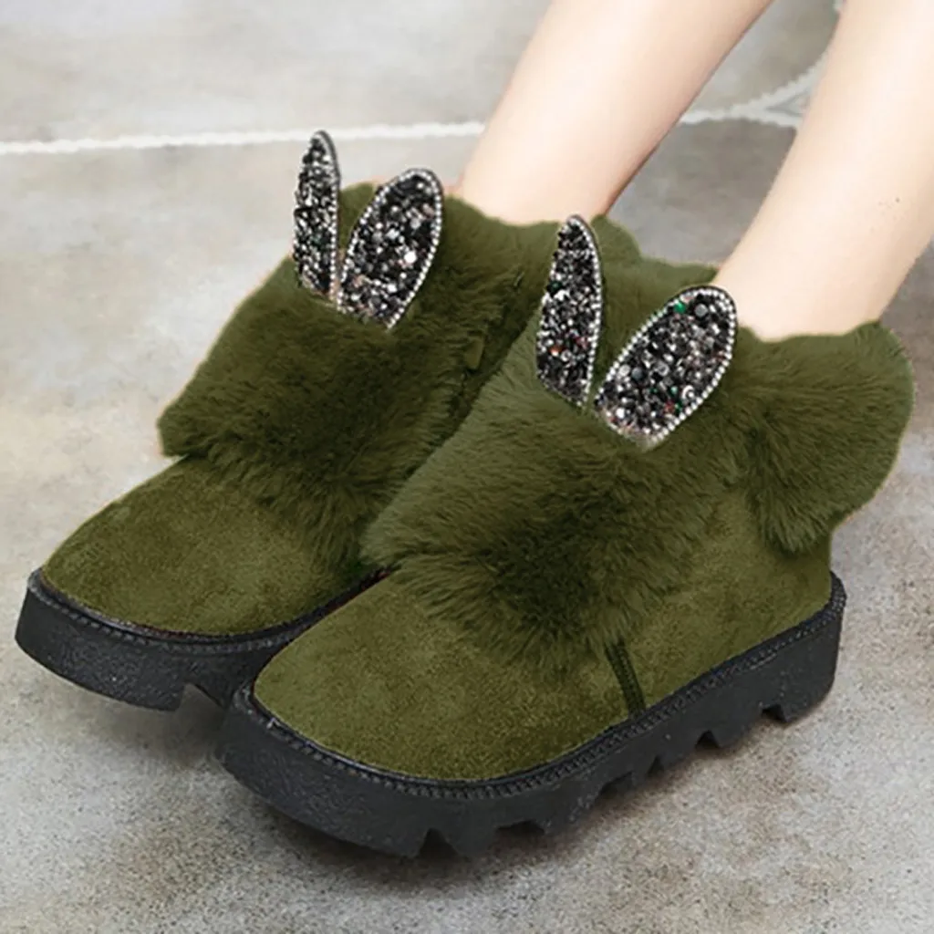 Модные зимние ботинки женские плюшевые ботильоны с рисунками из мультфильмов