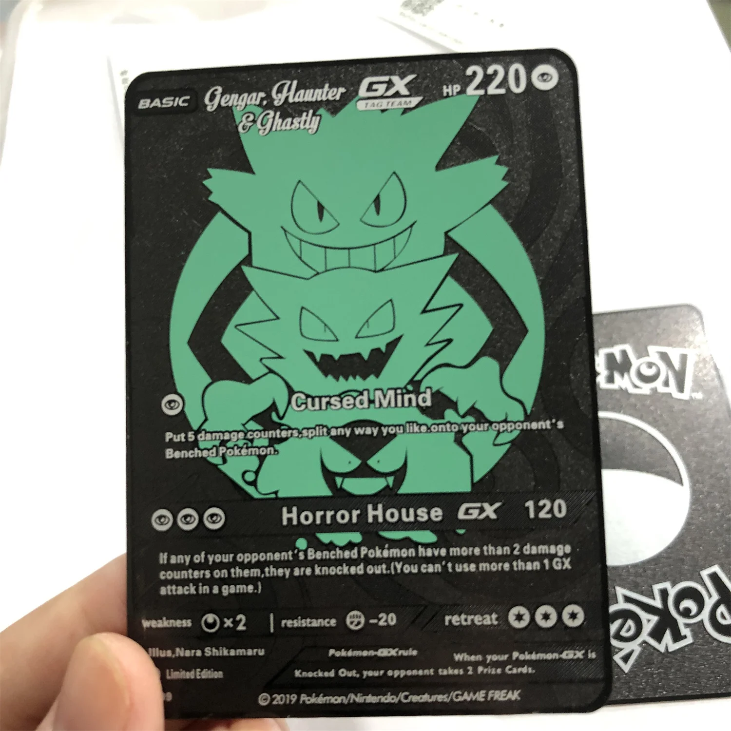Pokemon Card Gengar Black Gold Metal Haunter Ghastly Tag Team Game Collection Anime Cards Toys for Children Christmas Gift | Игрушки и