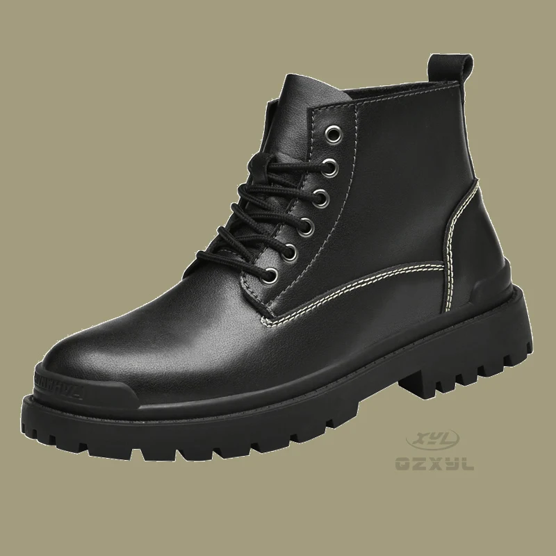 

Классические мужские ботинки-мартинсы QZXYL из бычьей замши, зимние уличные модные теплые мужские модные ботинки на платформе, искусственная ...