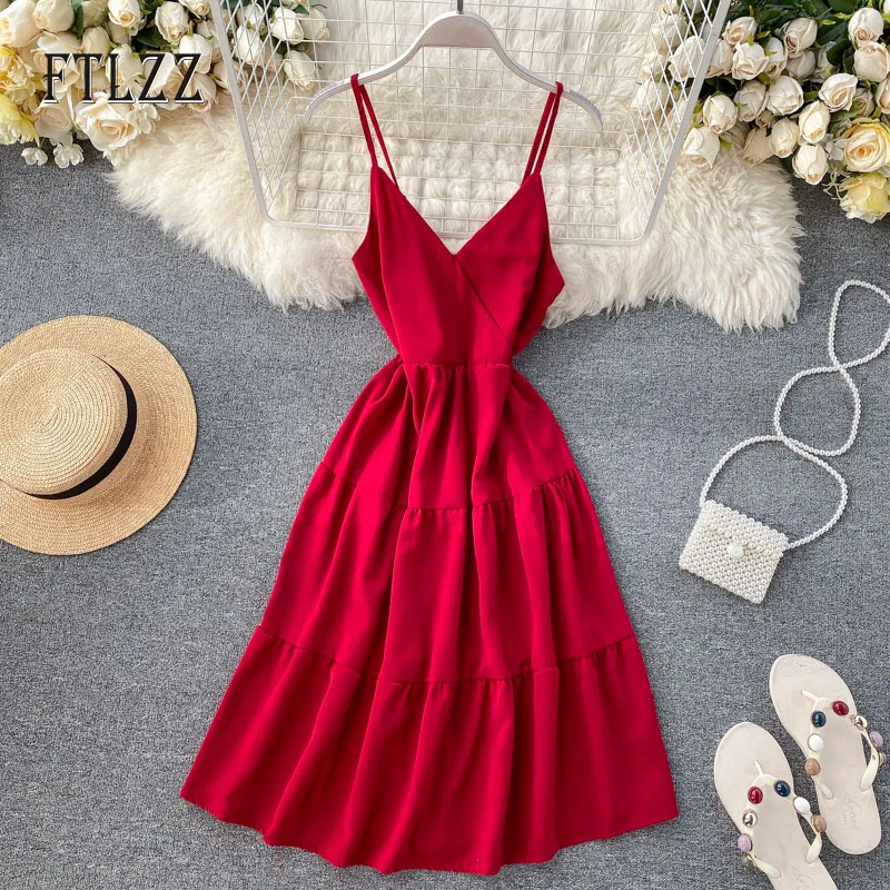 Женское летнее пляжное платье облегающее с v образным вырезом и открытой спиной