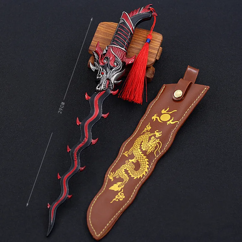 

Alloy Sword Toy 29cm Simulation Weapon Model with Holster Sword Without Blade Decoration Children Gift Toy
