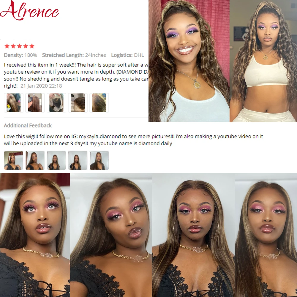 

HD Transparent Hightlight 13x4 Lace Frontal Human Hair Wigs Highlighted 30 32 Inch Closure Wig Blonde Straight Lace Front Wigs