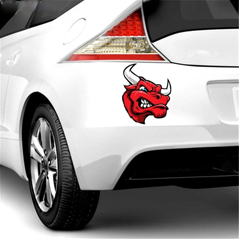 

LLY-0466 Personality Car Stickers Angry Bull's Head Red Modeling Decal PVC Fun Colored Sticker Waterproof Self-adhesive Decals