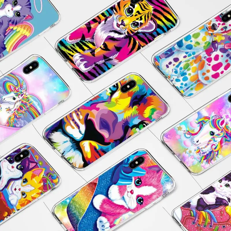 

Rainbow Lisa Frank tiger horse dog Cat Phone Case for iphone 6s 7 8plus xr xs max 11 12 pro max mini funds clear