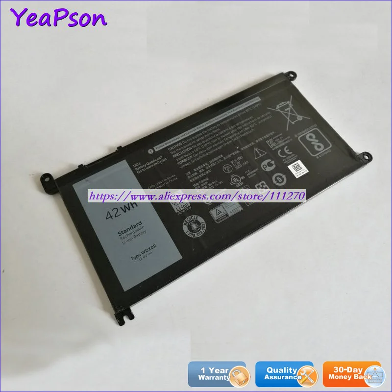 Yeapson 11 4 V 3500 мАч натуральная WDX0R T2JX4 3CRH3 ноутбук Батарея для Dell Inspiron 13 7368/14 5000/15 3585/17