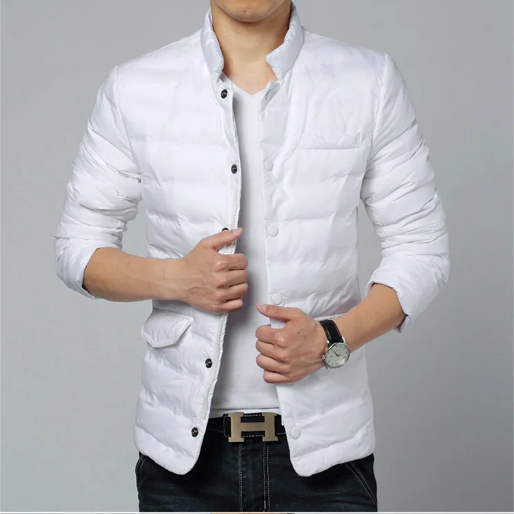 Mens Winter Cotton Padded Jacket and Coat Plus Size Stand Collar Puffer Jacket Men Slim Black Khaki Parka Men Warm Quilted Coat