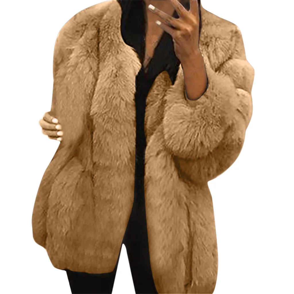 Khaki Mink норковые пальто женские Зимние теплые плюшевые пальто Роскошная мягкая меховая куртка пальто Высокое качество женские толстые пальто из искусственного меха# G30 - Цвет: Khaki