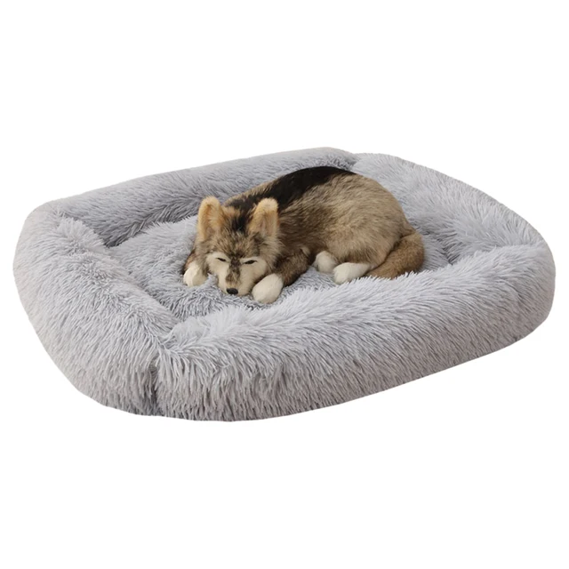 Pet Bed Fluffy Soft Square Pet Bed Cat Bed Dog Bed Washable Plush Dog Cushion House Velvet Mats for Small Medium Large Dog