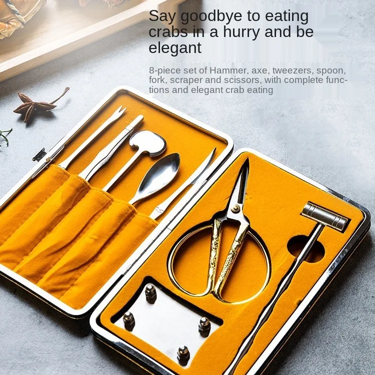 

Crab Pliers Tools Hairy Crab Household Peeling Crab Scissors Crab Eating Tools Three-Piece Set Eight Tools for Eatting Crabs
