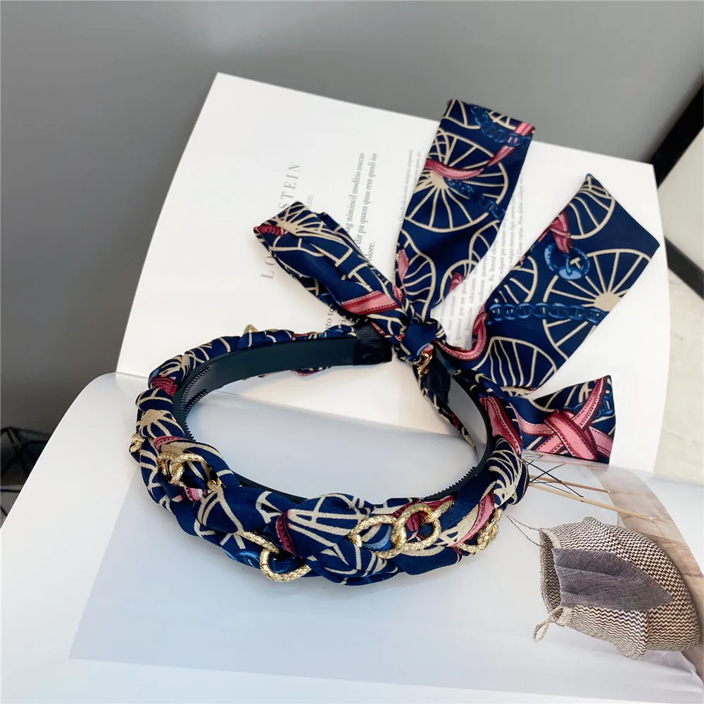 

Long Ribbon Bow Hairband Ornament Headdress Braided Hair Hair Band New Fashion Chain Hair Accessories