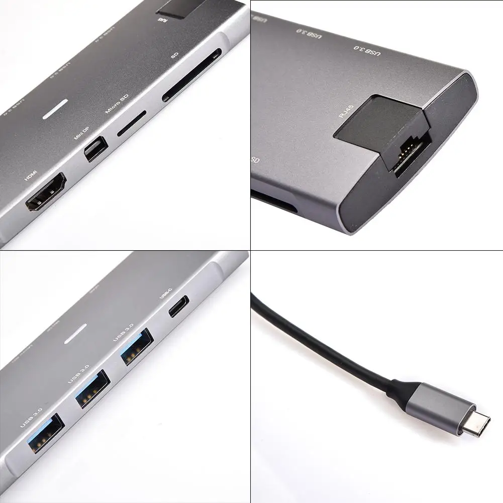 Новый 9 в 1 USB C концентратор многопортовый type гигабитный Ethernet Ультра высокая
