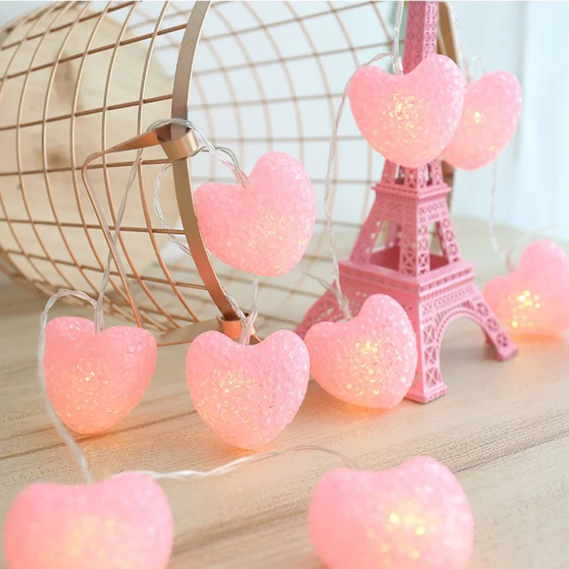 Pink QYJSD романтичная, в форме сердца, любовь, светодиодный гирлянда, день рождения, вечеринка, Рождество, спальня, занавеска, сад, новогодние вечерние, Eedding Декор - Испускаемый цвет: Pink