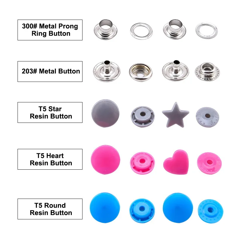 

Snap Fasteners Button with Pliers Tool Plastic Metal Snaps No-Sew Buttons for Clothes Wallets and Sewing