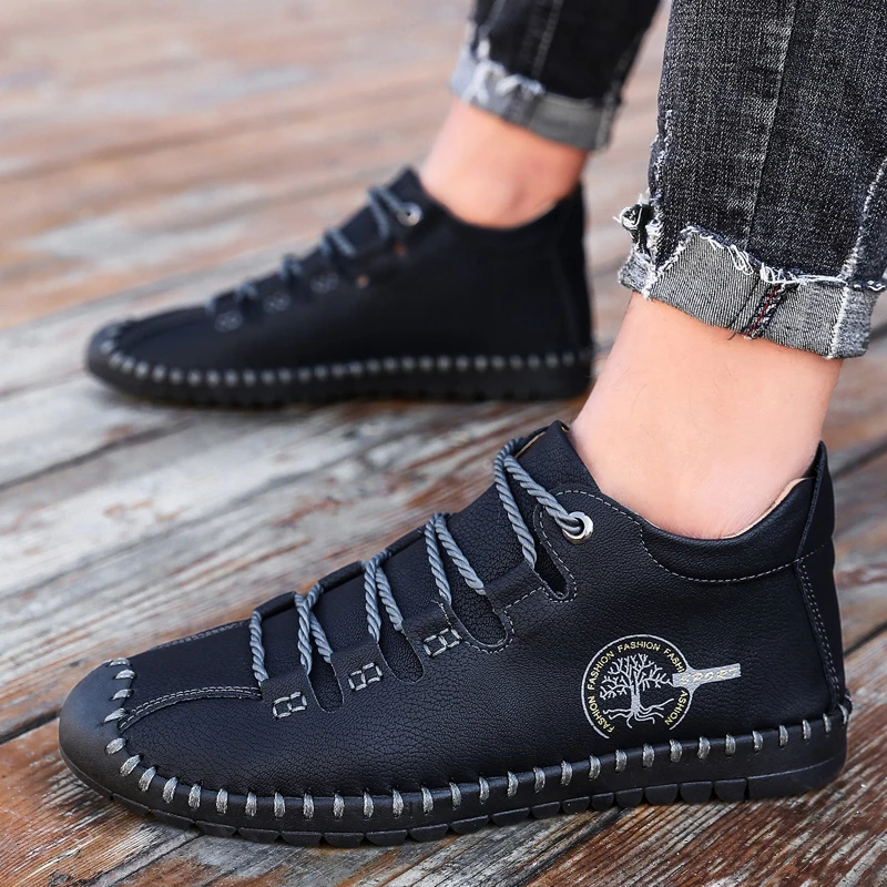 Мужская обувь для прогулок из микрофибры спортивные кроссовки с высоким берцем