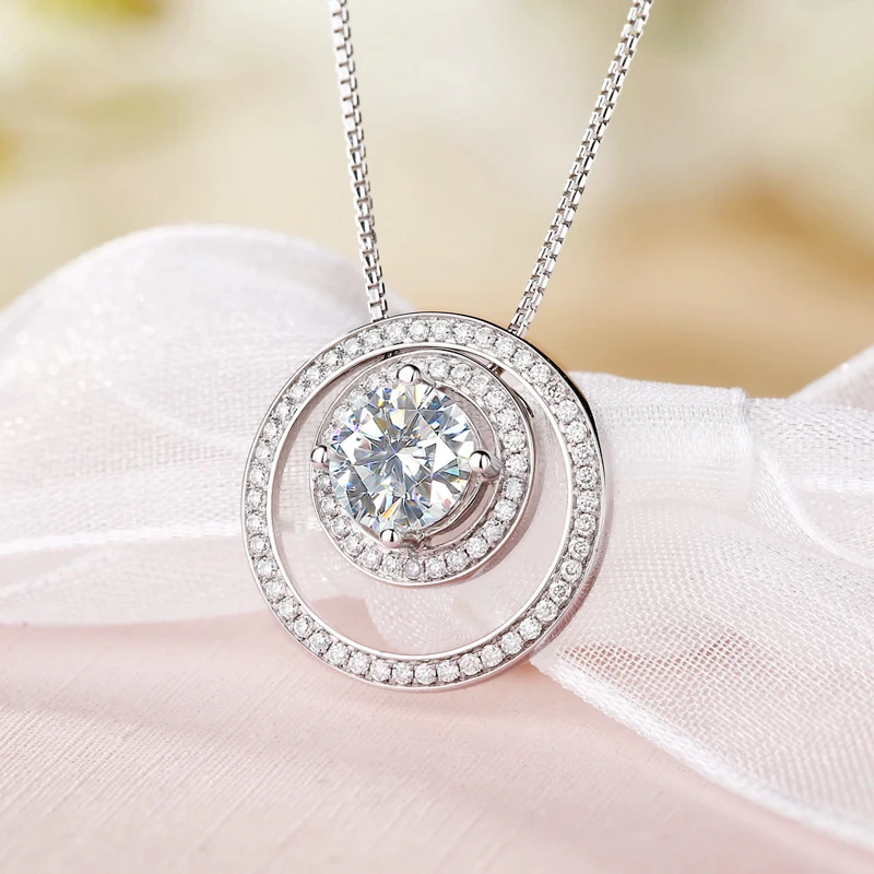 Женский кулон с двойным кольцом BOEYCJR свадебное ожерелье из серебра 925 пробы 1