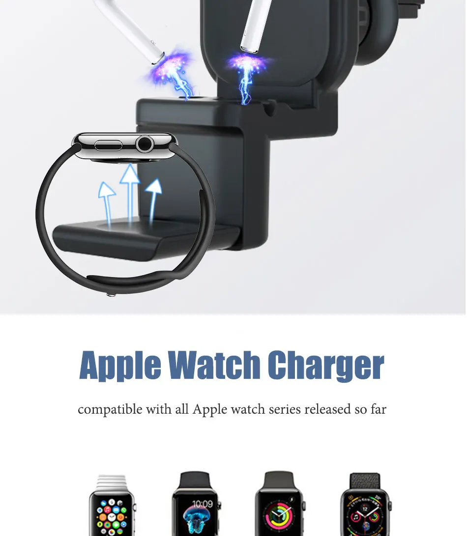 3 в 1 10 Вт Быстрое беспроводное зарядное устройство для iPhone Samsung Huawei Xiaomi Nokia Apple Watch 2