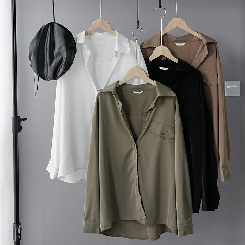 Белые рубашки Женские топы и блузки корейские с длинным рукавом женская одежда