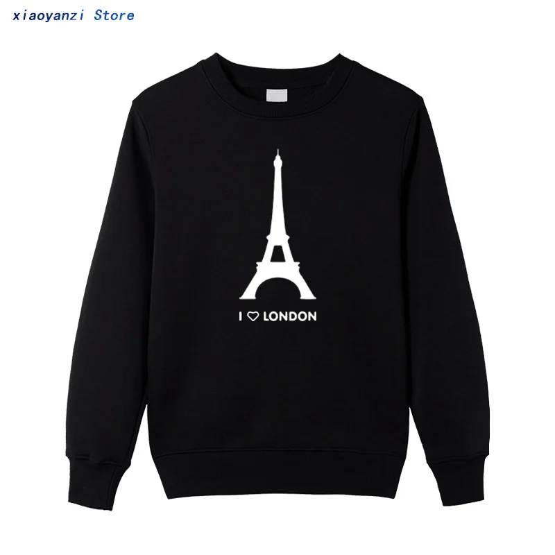 

I Love London men women sweatshirts Eiffel Tower Funny Design Fashion hoodies Homme Cotton pullovers Soft Hipster Camiseta